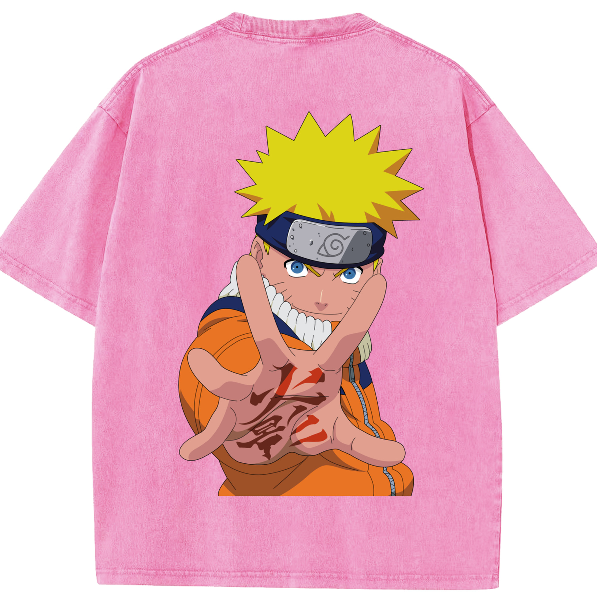 （画像用） NARUTO -ナルト- うずまき ナルト Uzumaki Naruto 綿100% ヴィンテージ風 半袖Tシャツ（背面プリント）